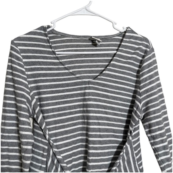 A New Day Women's Small Striped Tie Front Long Sleeve Blouse Shirt Top - Picture 2 of 6